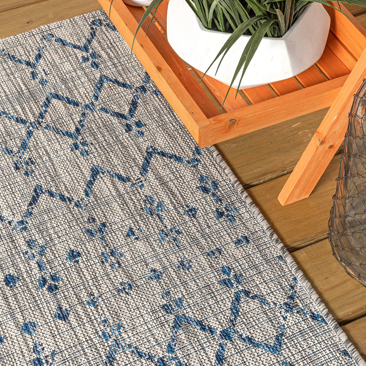 Jonathan Y Ourika durable rug withstands daily foot traffic on decks.
