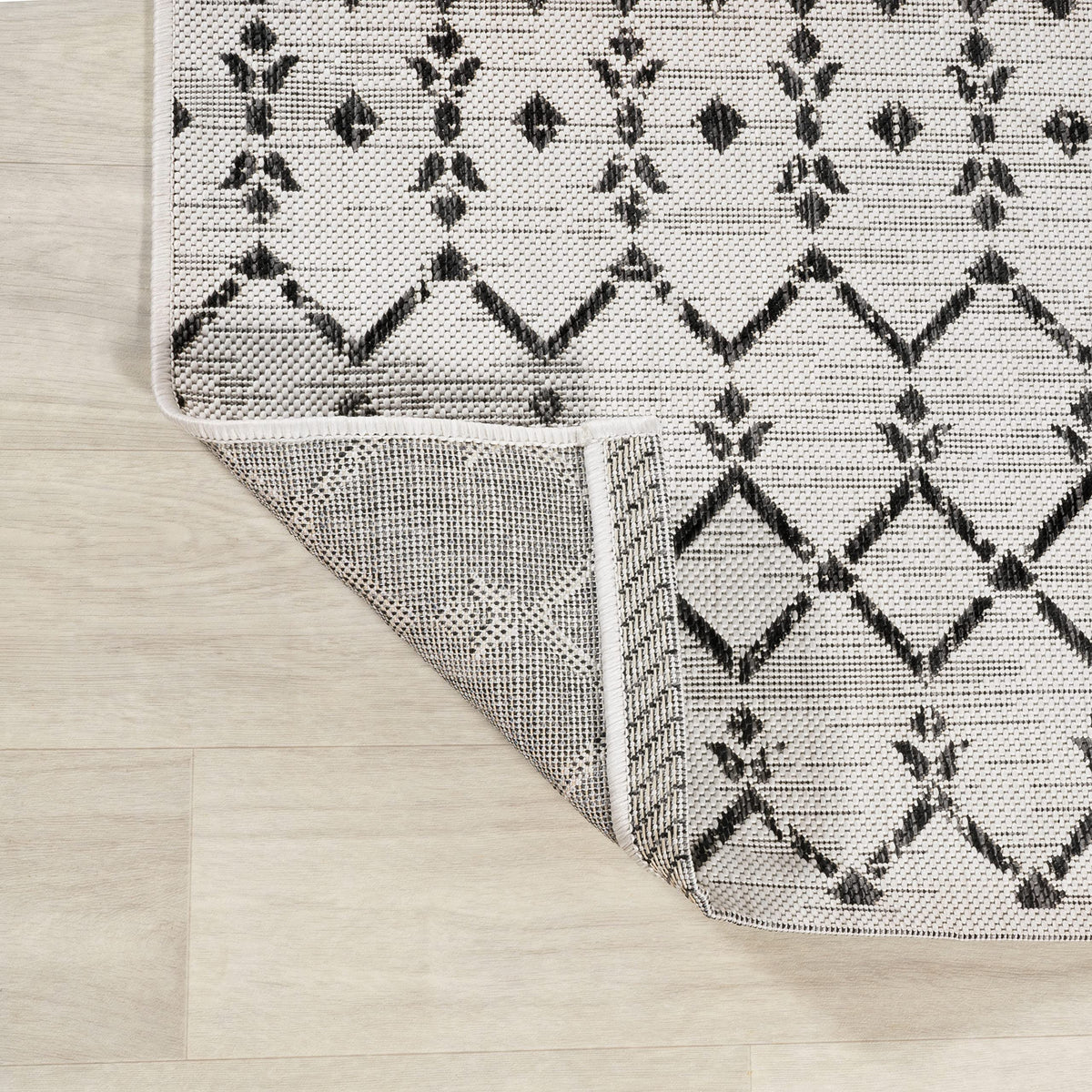 Jonathan Y low-pile, stain-resistant fibers offer easy spill cleanups.