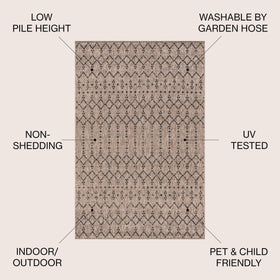 Jonathan Y Moroccan geometric pattern close-up with khaki, tan, and black tones.