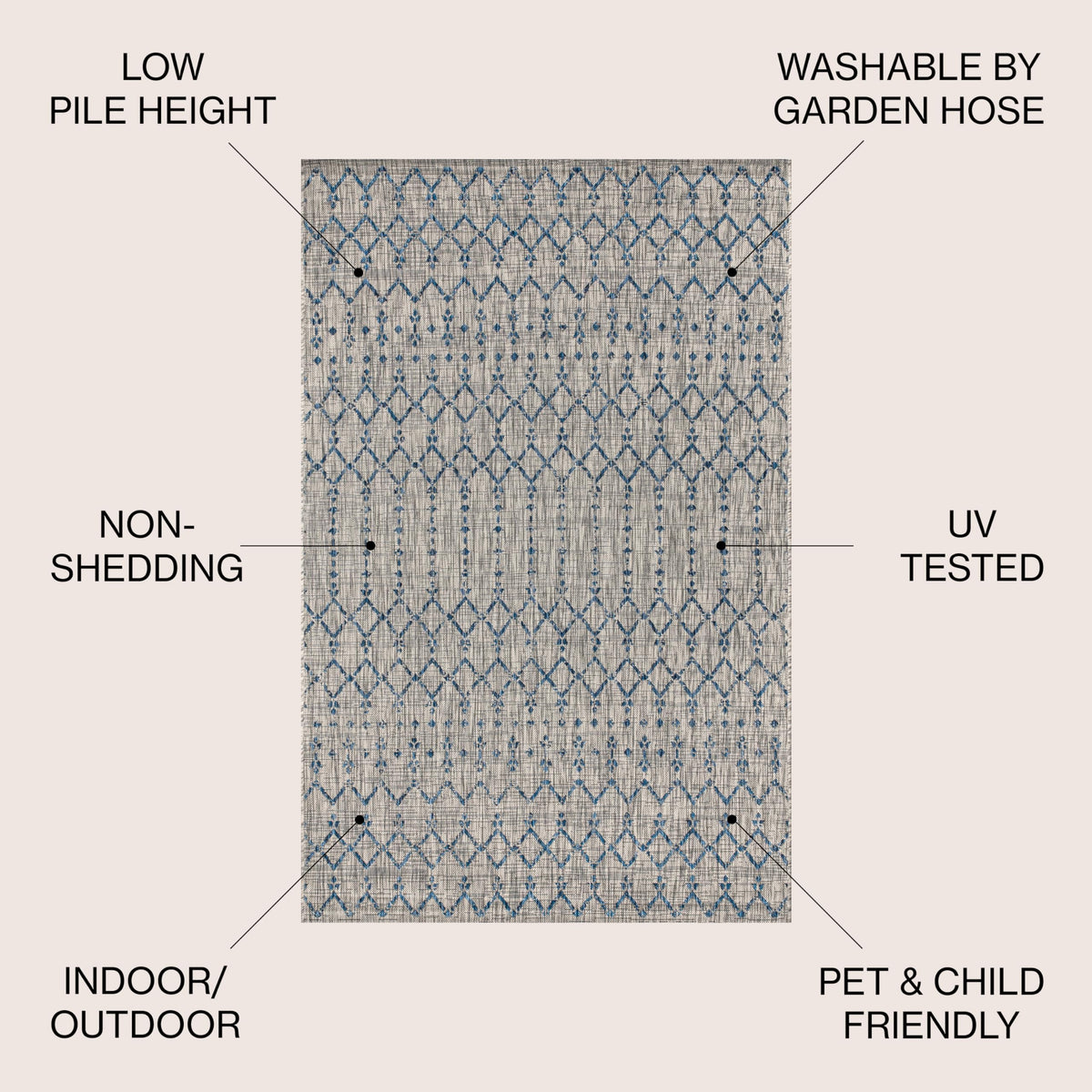 Jonathan Y Ourika Moroccan-pattern rug ideal for patio or backyard decor.