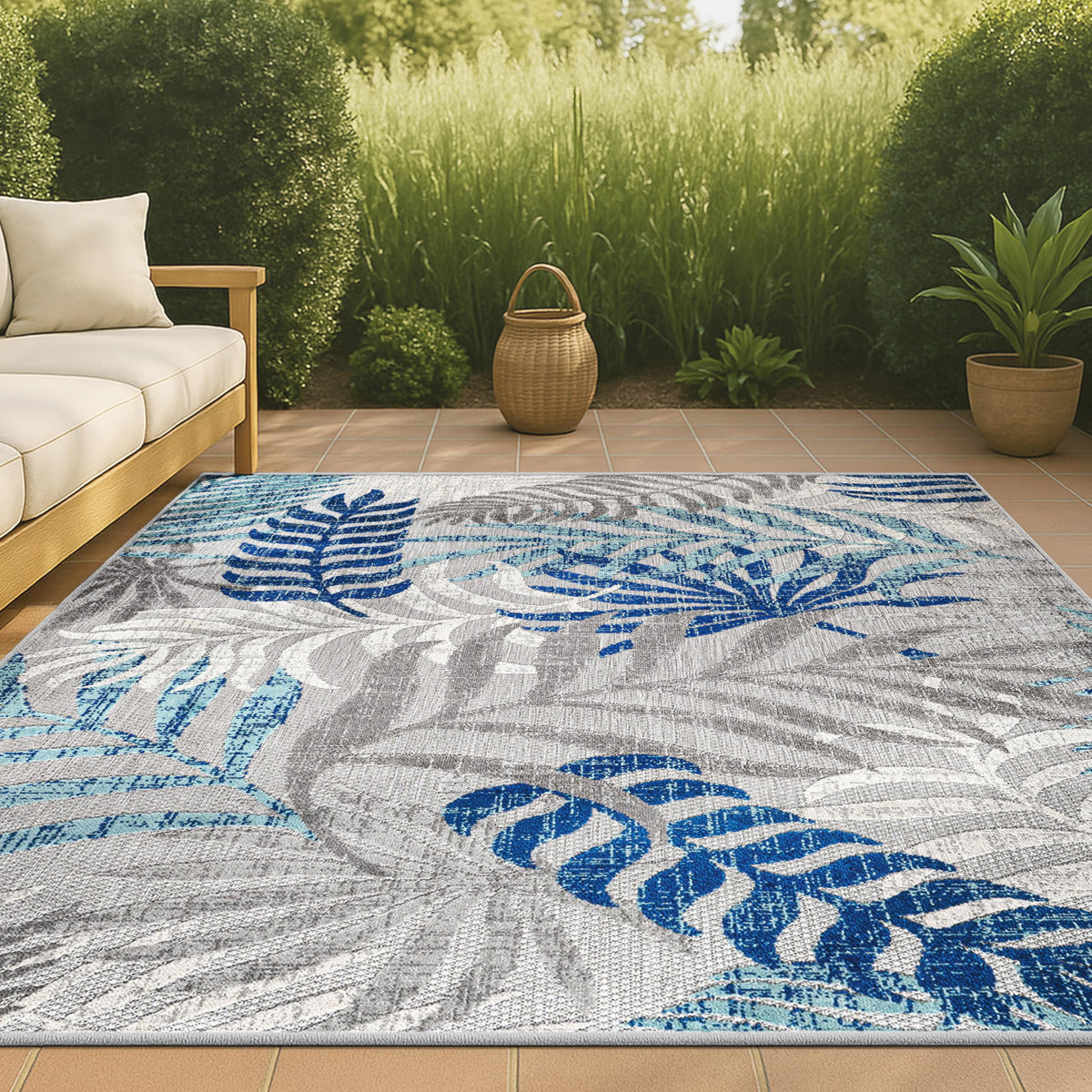 JONATHAN Y Tropics rug close-up highlights flatweave texture for busy homes.