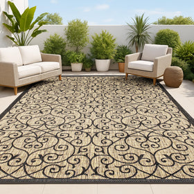 JONATHAN Y Vintage Filigree 3x5 outdoor rug for patios with Madrid texture
