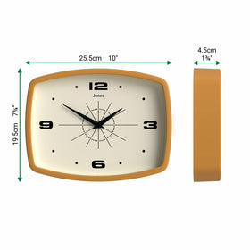 Jones Clocks glass lens keeps hands visible with lasting clarity.