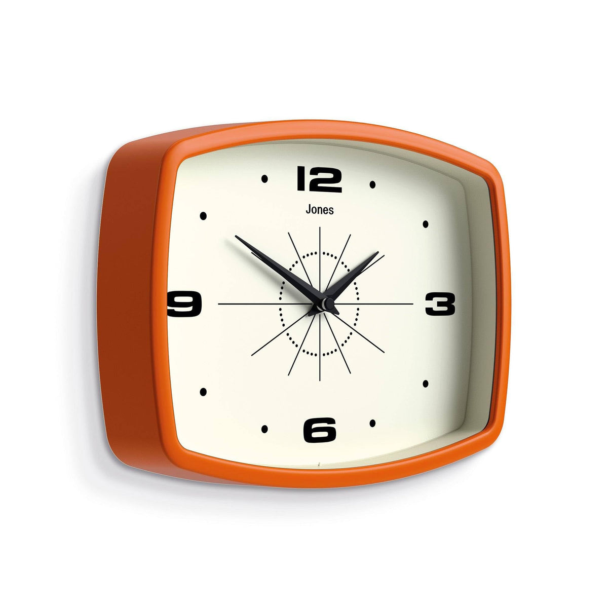 Jones Clocks Movie clock side view, compact 10-inch profile for small spaces.