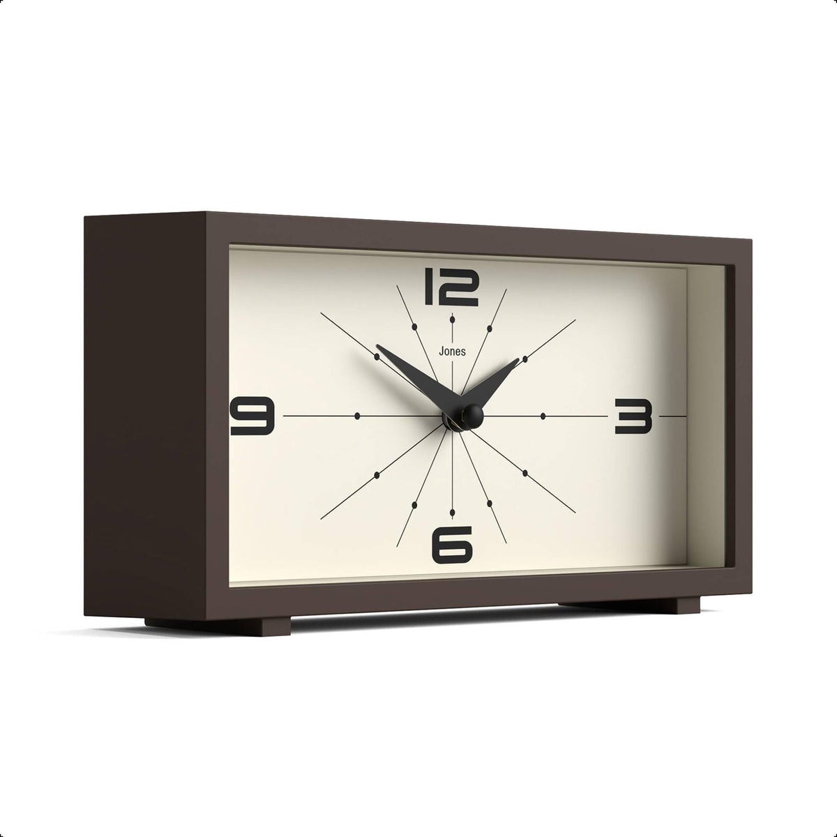 Jones Clocks Odeon dial closeup showing vintage-inspired dial and clear numerals