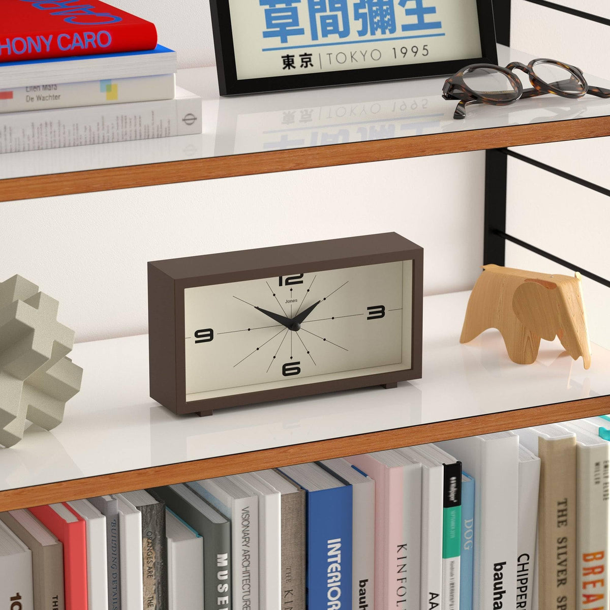 Jones Clocks Odeon mantelpiece setup suitable for display on mantels