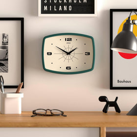 Jones Clocks retro rectangular clock perfect for study or office spaces.