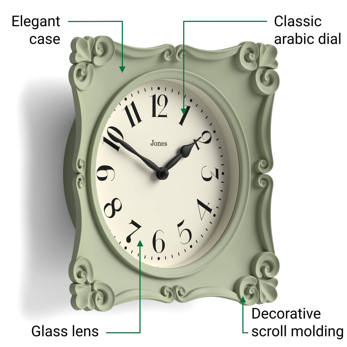 Jones Clocks Rialto living room setup shows how the clock complements vintage decor.