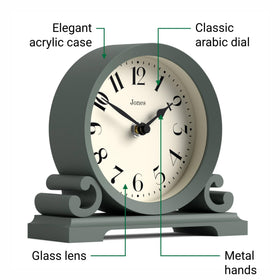 Jones Clocks Saloon clock quartz movement with faint ticking for a calm room.