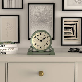 Jones Clocks Saloon clock arabic dial under glass lens for clear time reading.