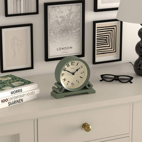 Jones Clocks Saloon clock compact size on bedside table, ideal for small spaces.