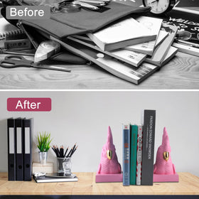 JOOMBE Pink Parrot Bookends close-up; textured resin and vibrant color details