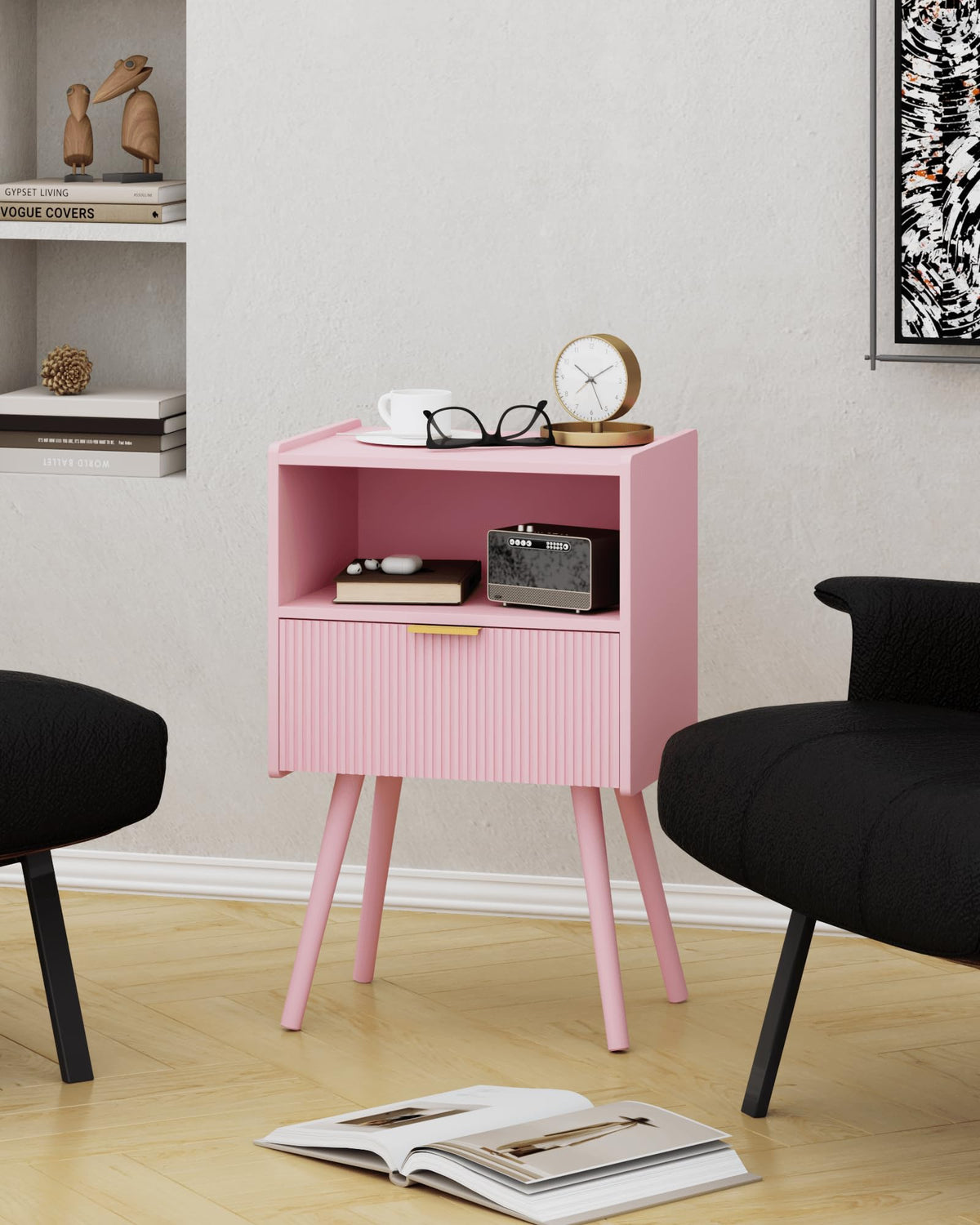 JOONEE nightstand compact dimensions suit small spaces like bedrooms or living rooms.