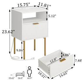 JOONEE nightstand with drawer open for easy access to essentials