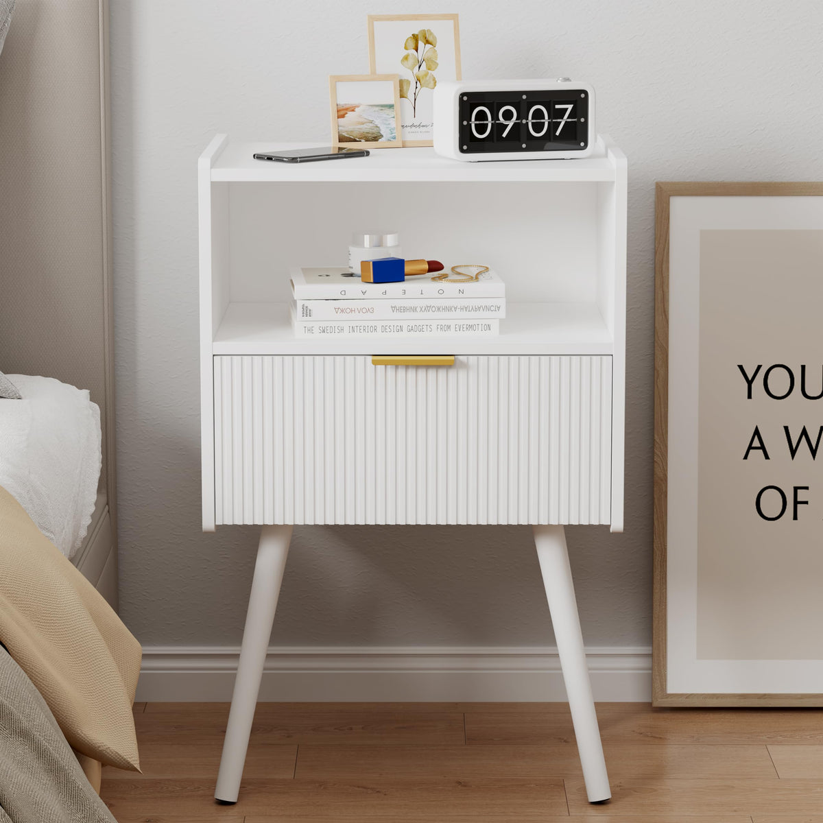JOONEE white nightstand assembly steps for easy setup