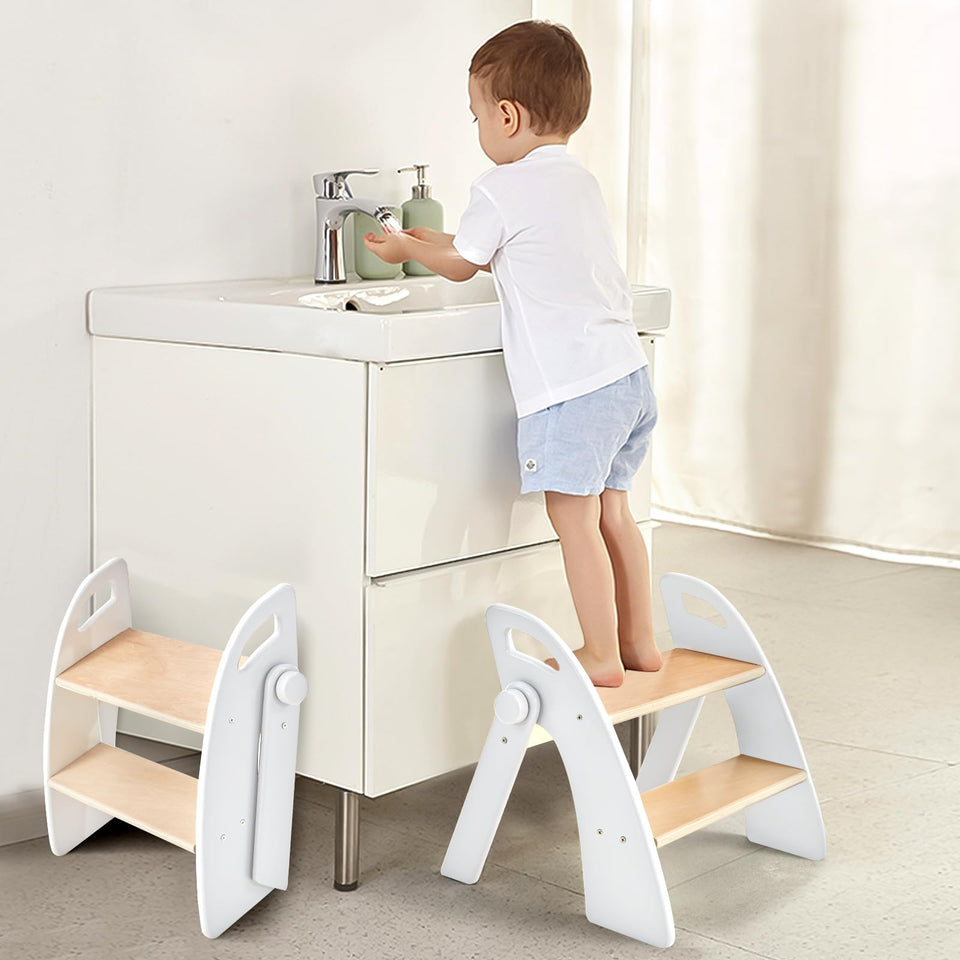 Joothlin wooden 2-step stool for kids, bathroom use, stable and non-slip.