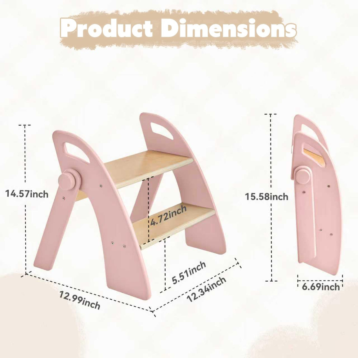 Joothlin wooden 2-step stool pink ideal for potty training routines.