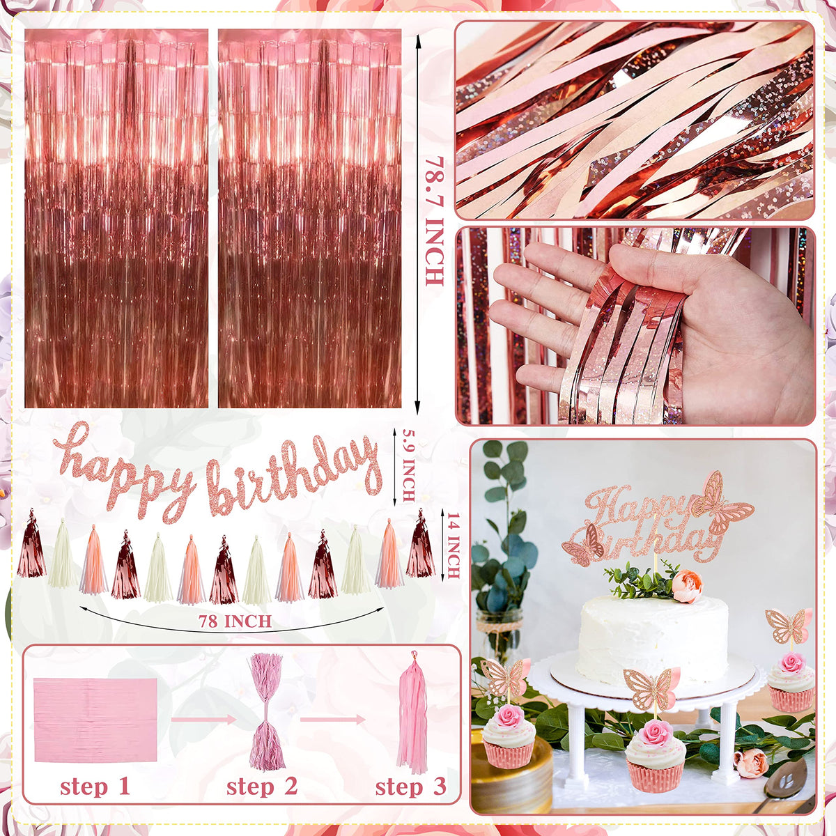 JOPHMO rose gold birthday balloons arch kit centerpiece