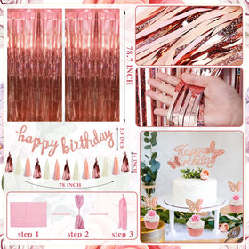 JOPHMO rose gold birthday balloons arch kit centerpiece