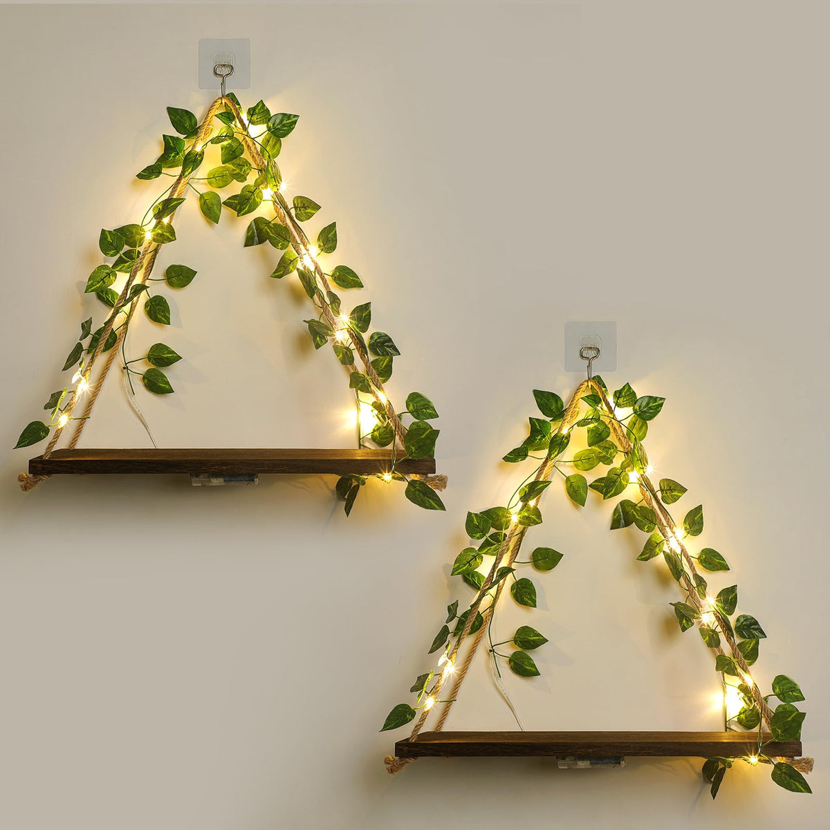 JOPSTDI floating wall shelf two-piece set for versatile plant and trinket display