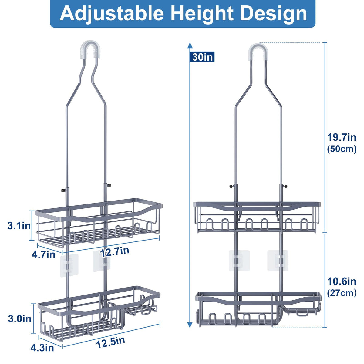Joqixon extended-length shower caddy providing tall bottle space