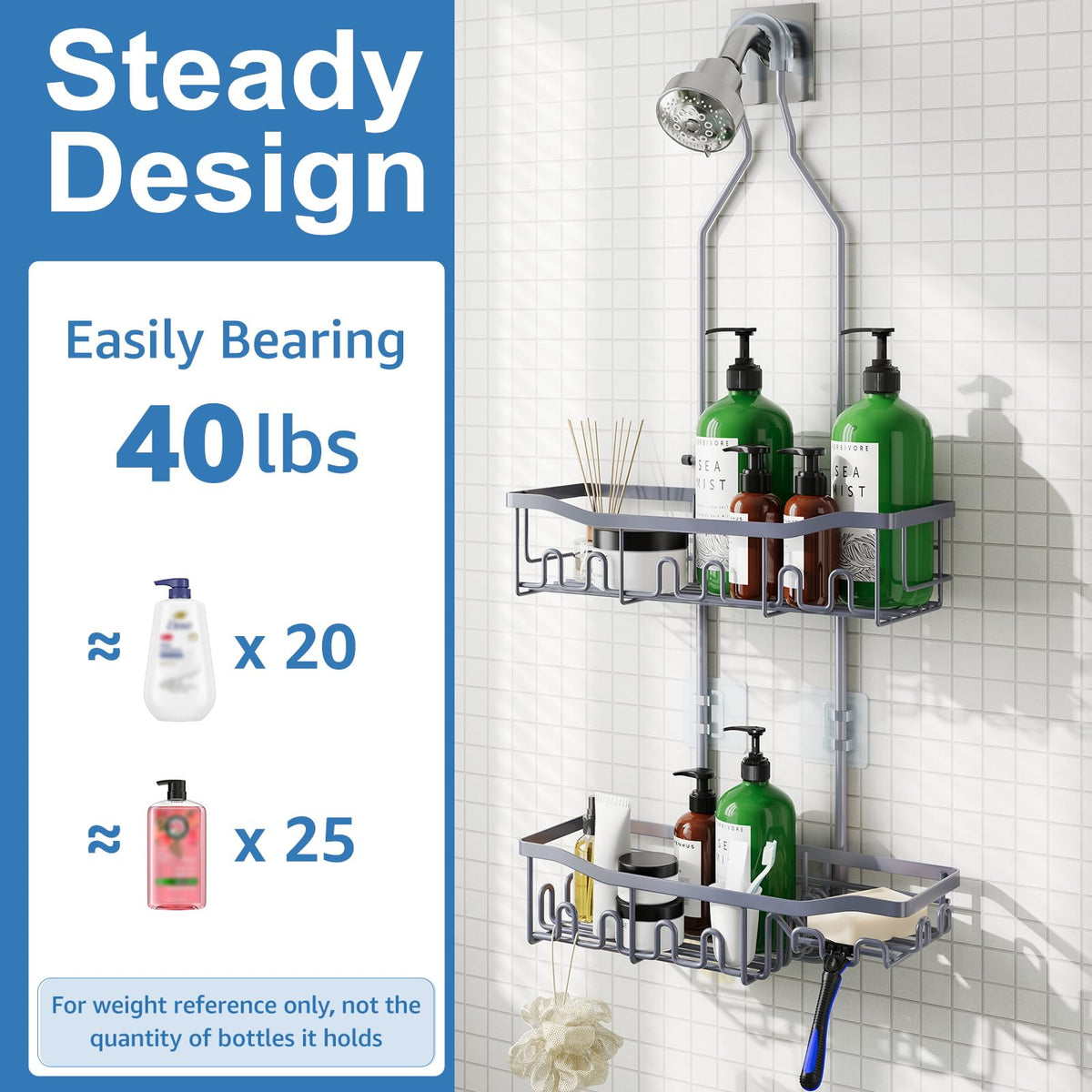 Joqixon soap and razor holder with extra hooks for towels