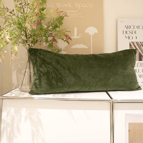JoraLion chenille lumbar cover in moss green with soft texture for cozy seating