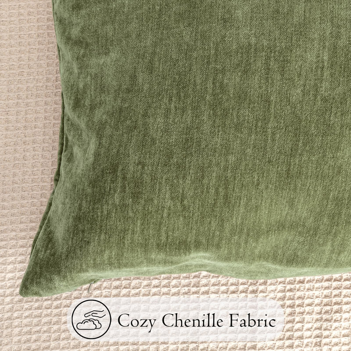 JoraLion chenille lumbar pillow cover olive sage green complements decor