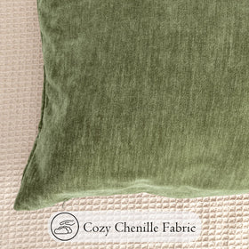 JoraLion chenille lumbar pillow cover olive sage green complements decor
