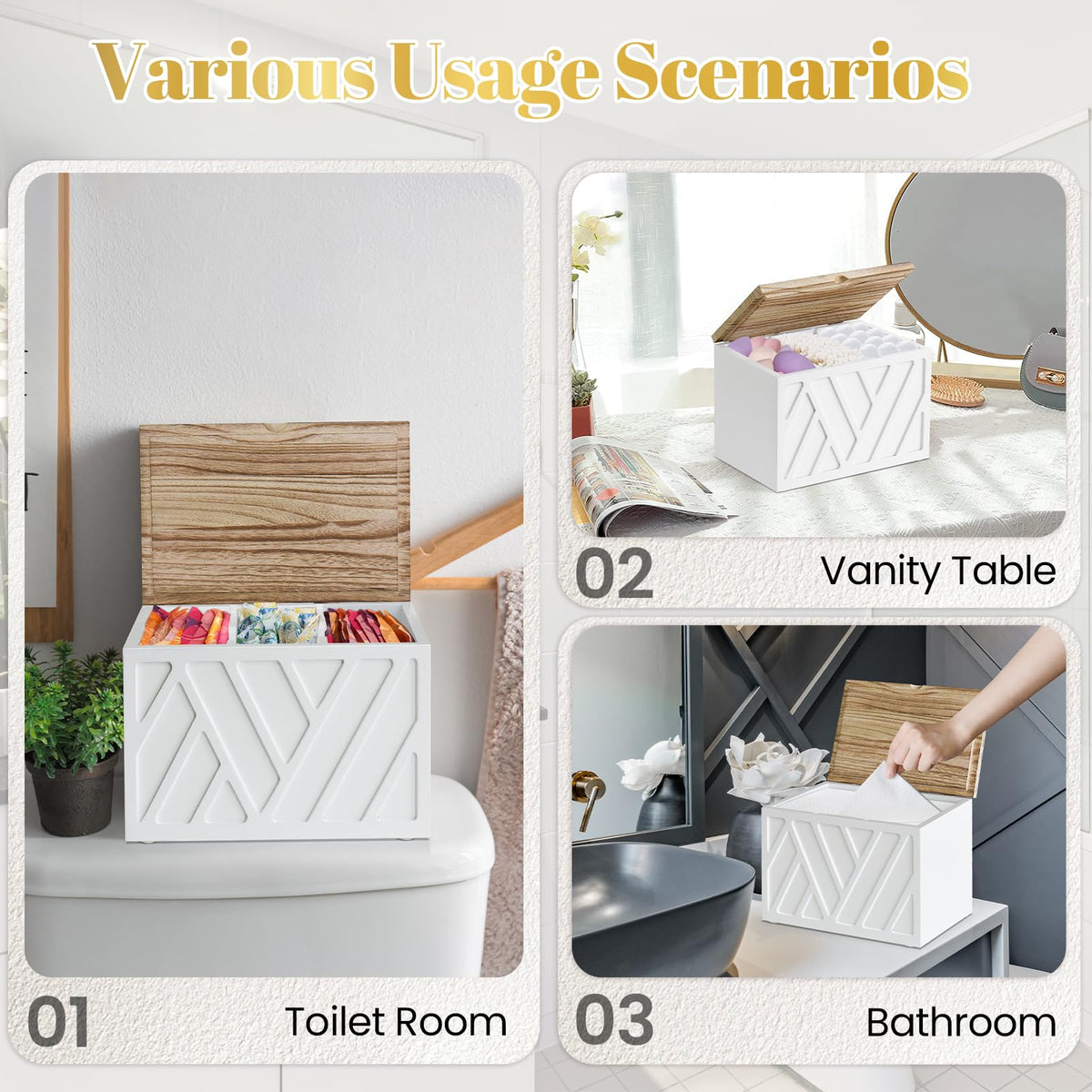 Jorkol bathroom storage fits on counters or shelves with style.