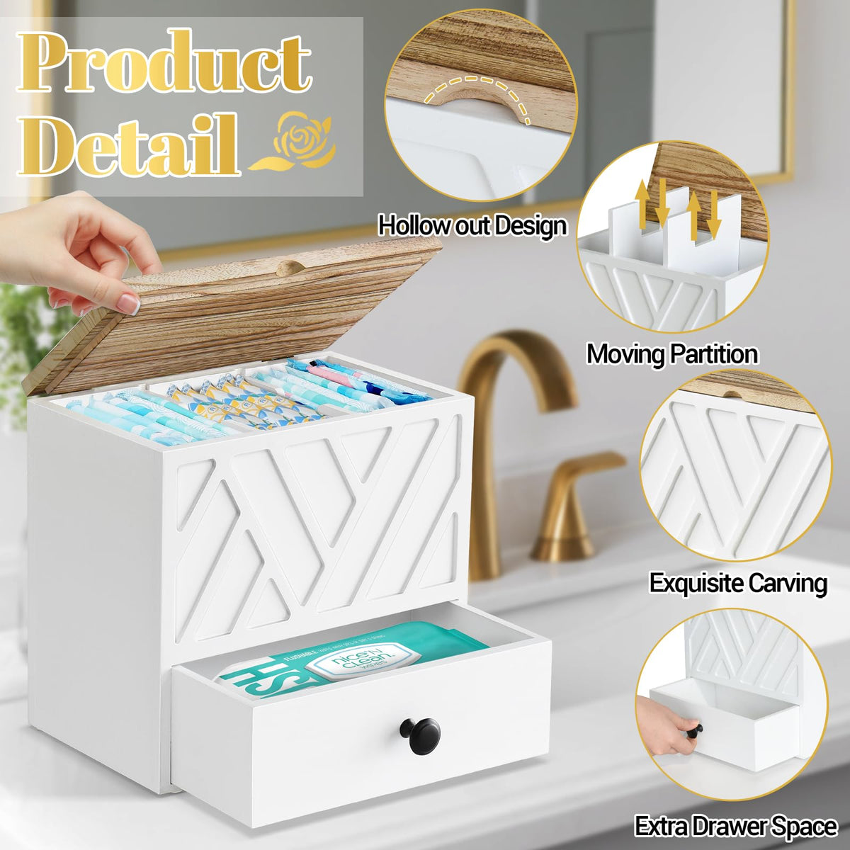 Jorkol tampon holder with anti-slip pads stays stable on surfaces.