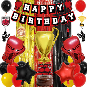 Jorvian boxing party banner creates a bold birthday entrance and photo-worthy moment.