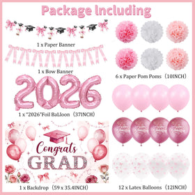 Jorvian pink bow garland banner ties the party theme together
