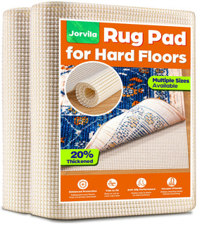 Jorvila non-slip rug pad 10x14 feet keeps rugs steady and safe on hardwood floors.