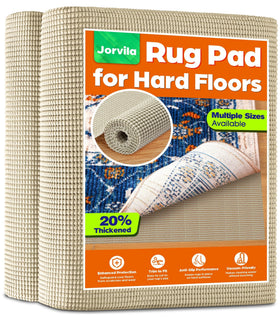 Jorvila non-slip rug pad secures area rug for safer high-traffic spaces