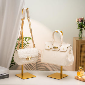 Josmimic purse holder gold side-view highlighting sturdy base for reliable support.