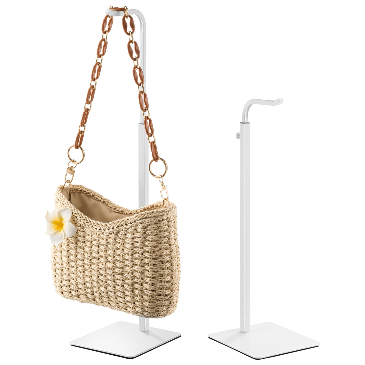 Josmimic purse holder stand displays two bags neatly, saving counter space.