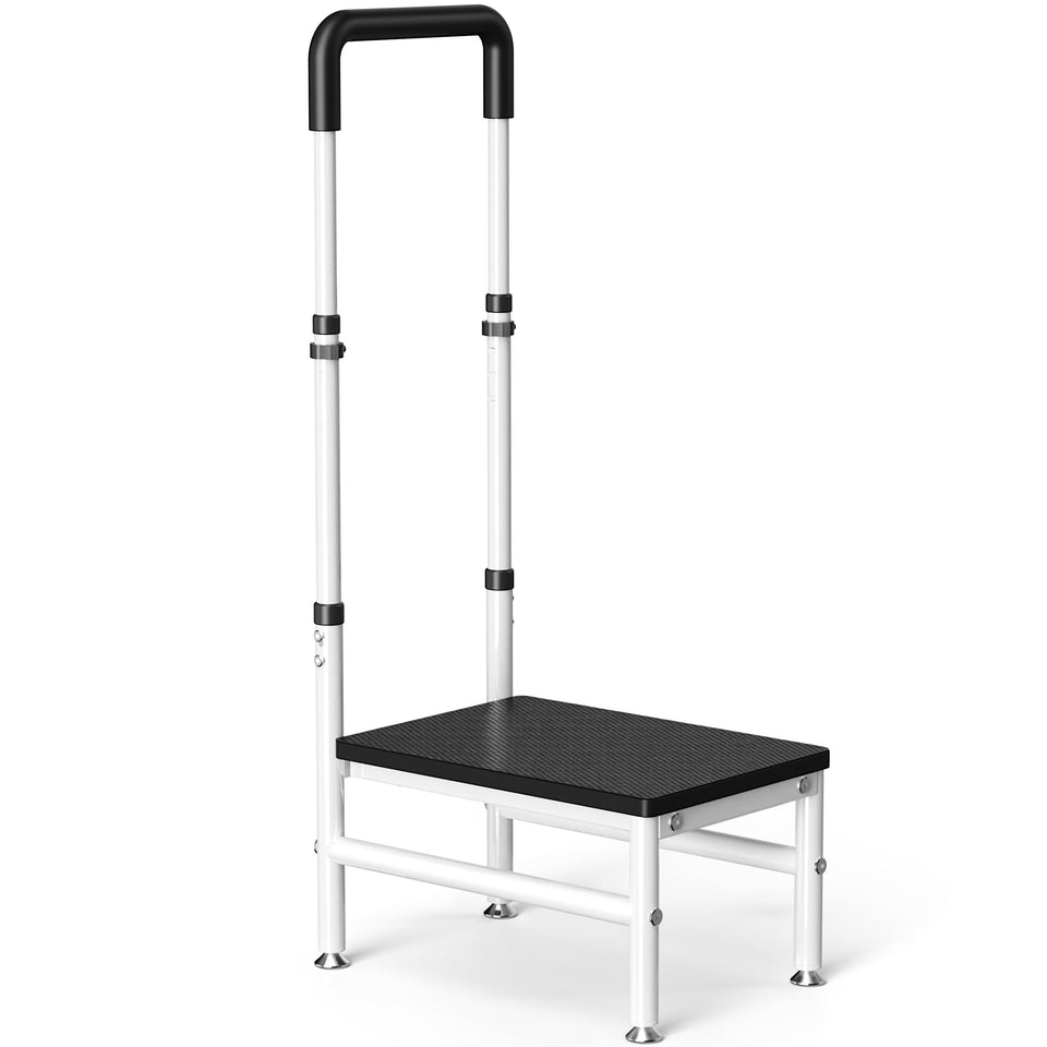 Josmimic step stool with handle showing easy assembly and stability.