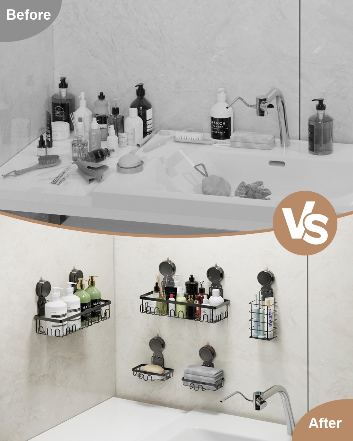 JOTPE rustproof bathroom organizer resists humidity for lasting use.