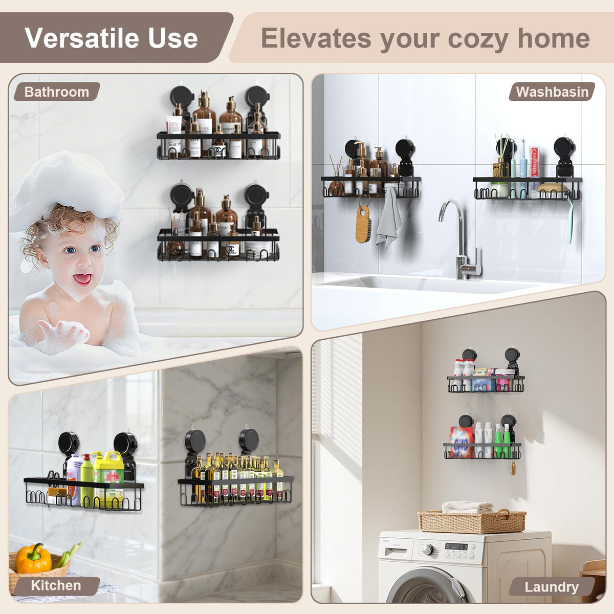 JOTPE rustproof stainless steel shelf keeps showers tidy