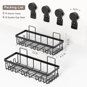 JOTPE two-pack shower caddy holds up to 40 lbs on smooth surfaces