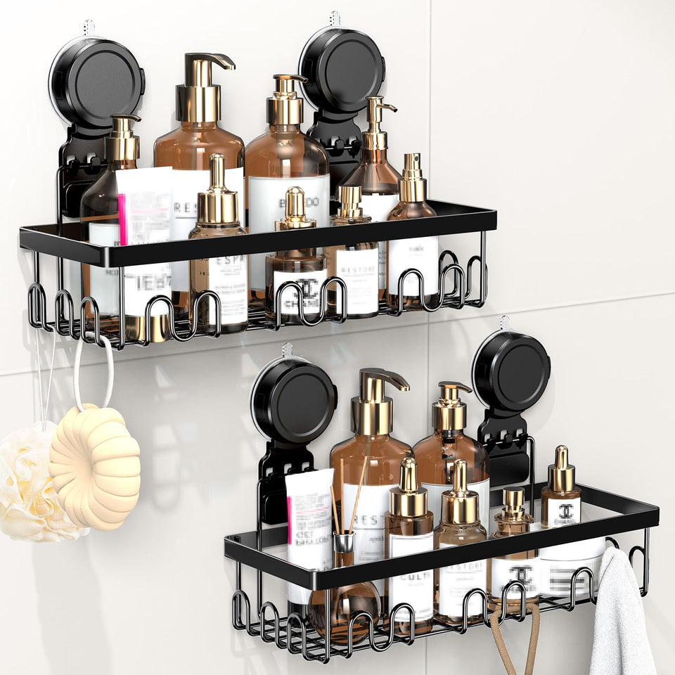 JOTPE shower caddy with suction for easy install and clutter-free bathroom storage