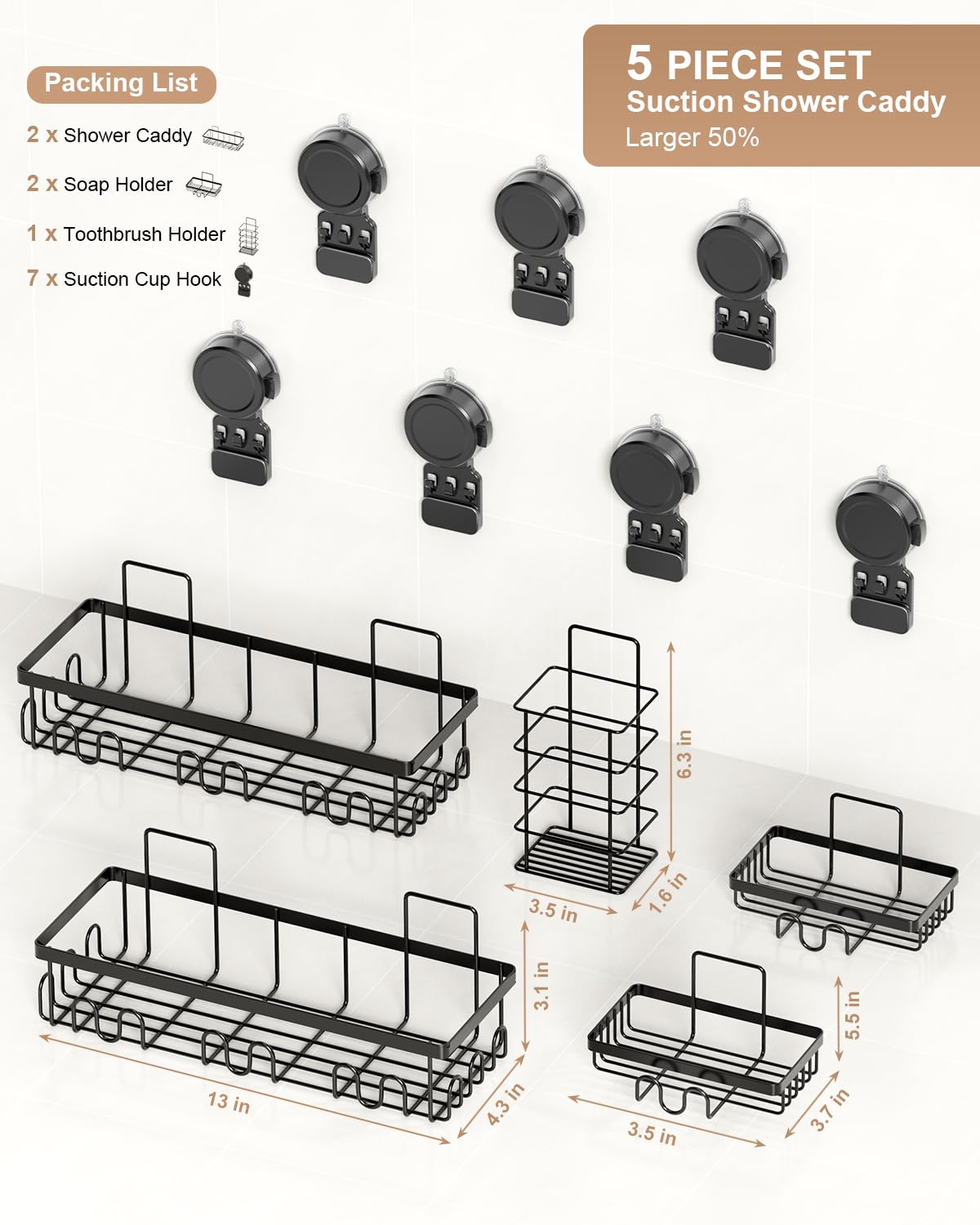JOTPE suction cup 5-piece kit demonstrates easy tool-free installation and strong hold.