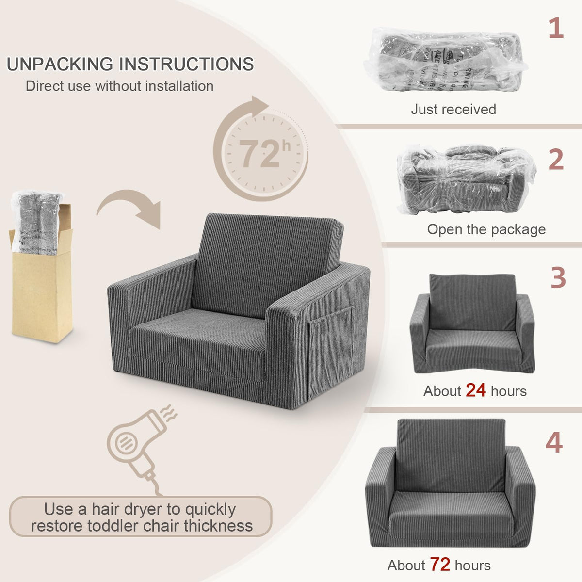 Lightweight and portable Jouha chair moves easily between rooms.