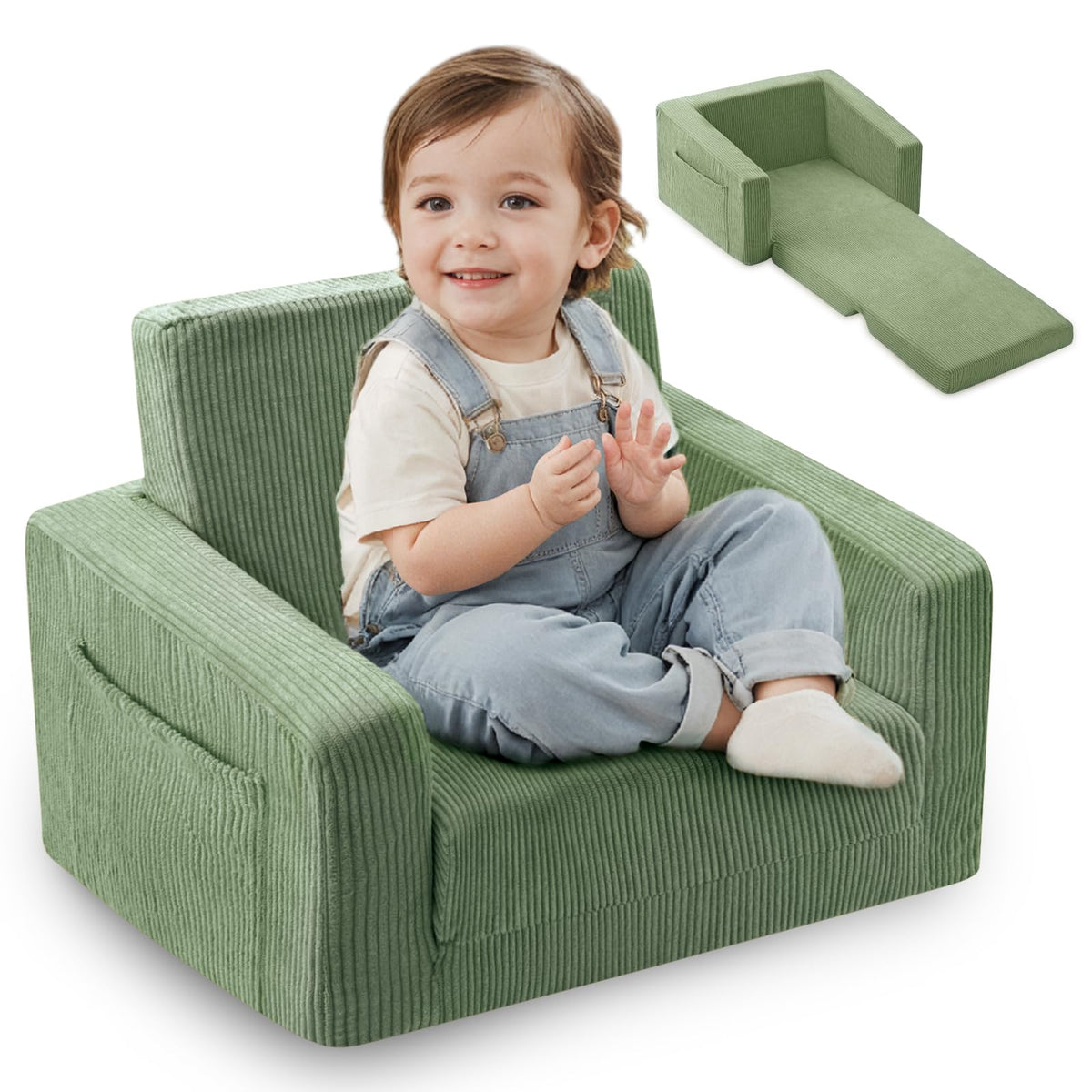 Jouha Toddle Chair 2-in-1 fold in use for cozy reading and play.