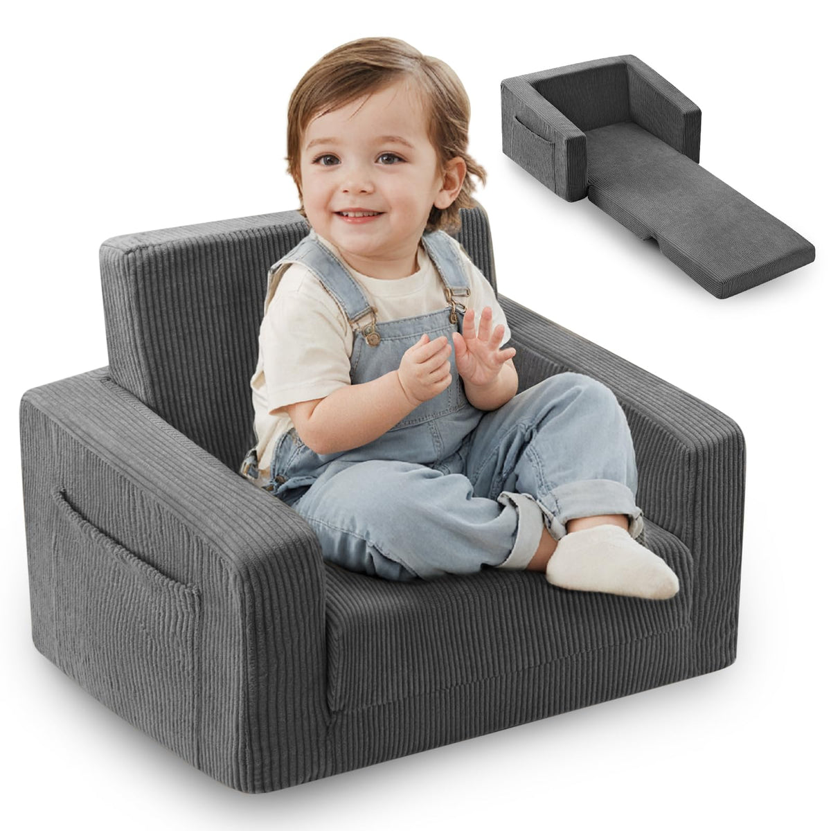 Jouha Toddle Chair folding sofa offers a cozy reading nook.