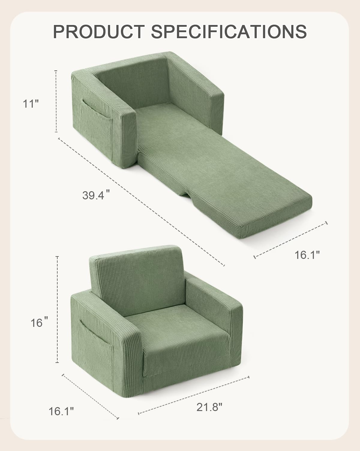 Jouha corduroy fabric texture adds gentle, durable comfort for daily use.