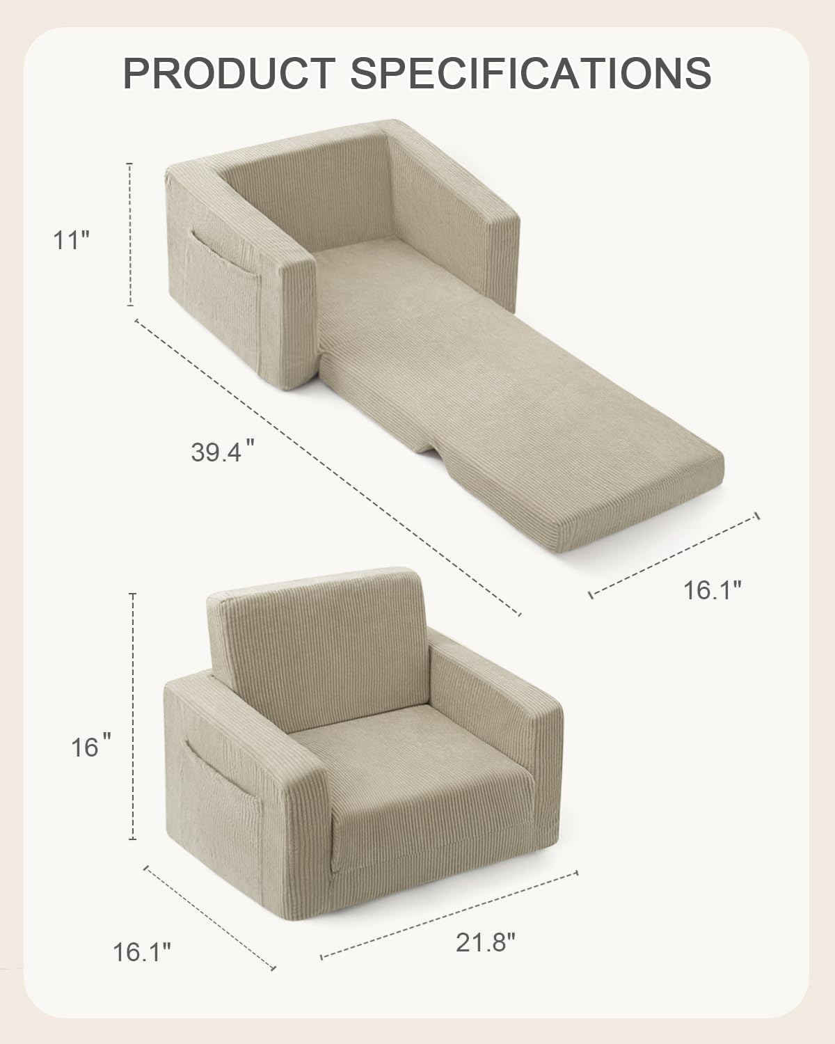 Jouha chair high-density foam supports little bodies.
