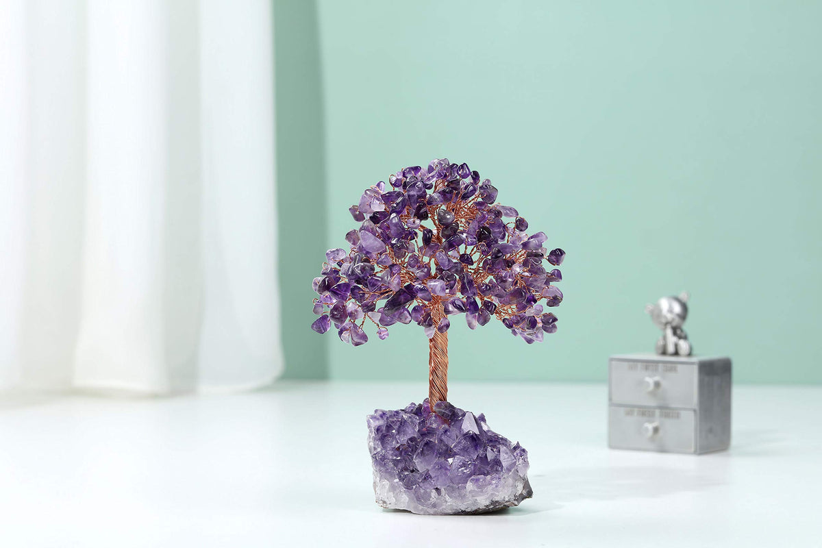 Jovivi amethyst cluster base detail showcases sparkling crystals for elegant desk decoration