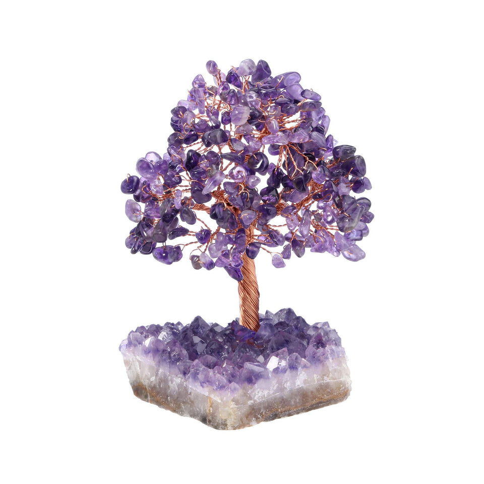 Jovivi natural amethyst money tree with druzy base decor enhances wealth-inspired home aesthetics
